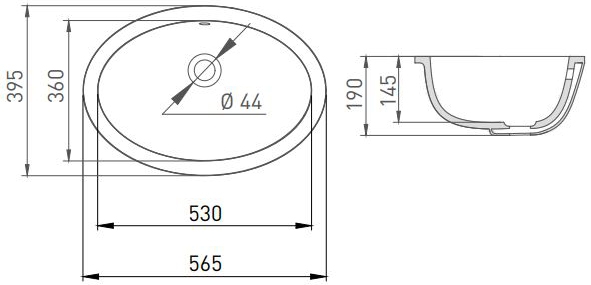 Раковина врезная Salini Callista 109, 56,5 x 39,4 см, из материала Sapirit, глянцевая белая