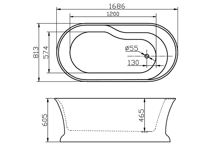 Ванна акриловая BelBagno 167*81