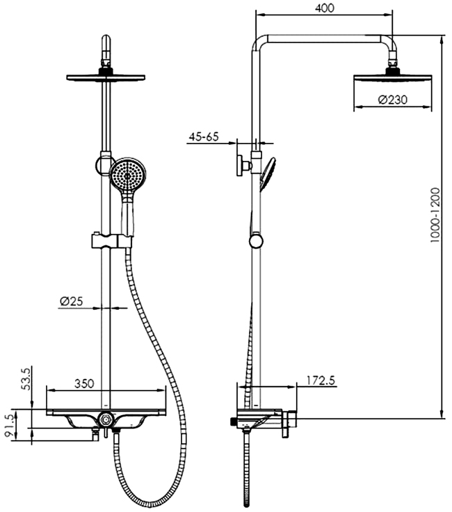 Душевая стойка AQUAme, цвет черный, 3 режима