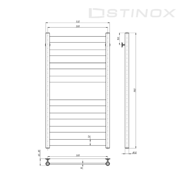 Полотенцесушитель водяной Stinox Napoli золото