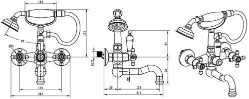 Смеситель для ванны Boheme Tradizionale Chromo