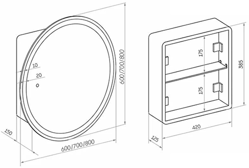 Шкаф с зеркалом Континент Torneo LED с подсветкой и сенсорным управлением белый