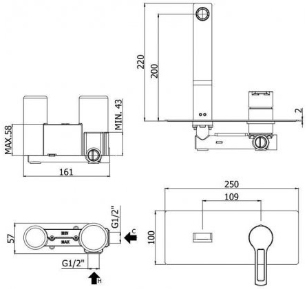 Смеситель для раковины Paffoni Ringo, излив 20 см, чёрный матовый