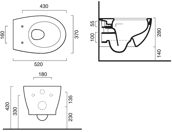 Унитаз подвесной безободковый Catalano Italy 52x37 с сиденьем Soft close и комплектом креплений