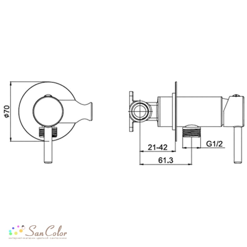 Смеситель встраиваемый с гигиеническим душем Grocenberg  Хром