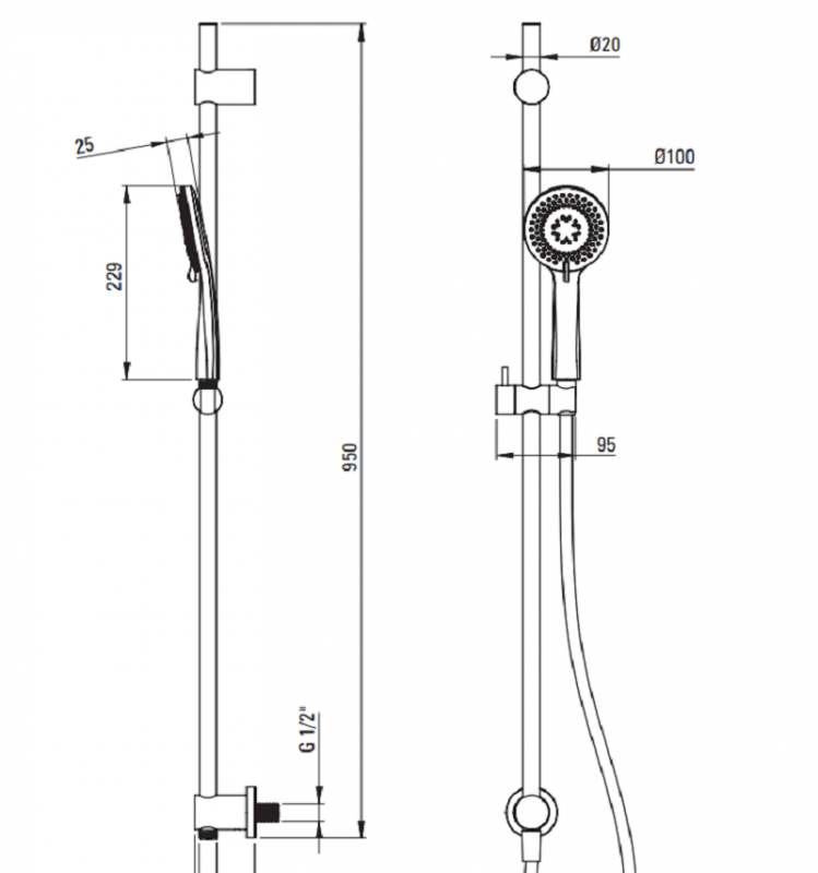 Набор для душа скрытого монтажа Deante Arnika, со стойкой, графит