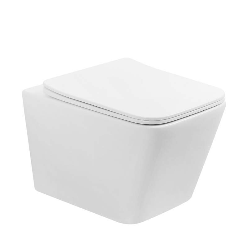 Унитаз ABBER Rechteck подвесной белый, безободковый, смыв торнадо