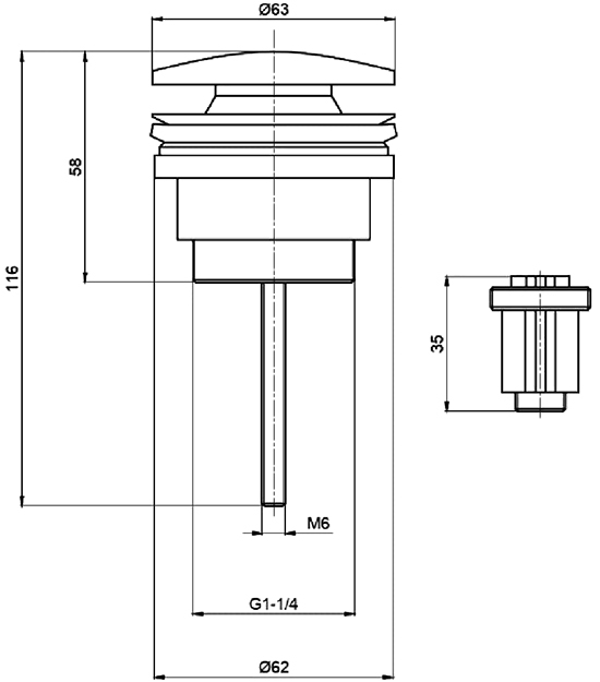 Донный клапан AQUAme без перелива, латунь