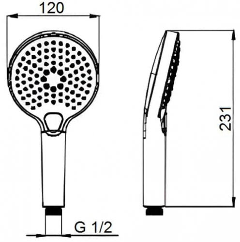 Лейка ручного душа AQUAme, на 3 режима, черный