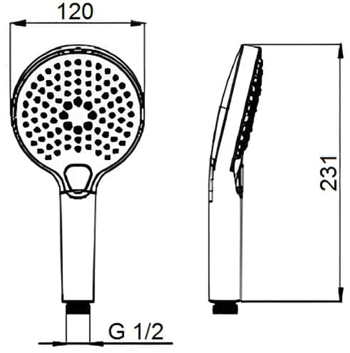 Лейка ручного душа AQUAme, на 3 режима, черный
