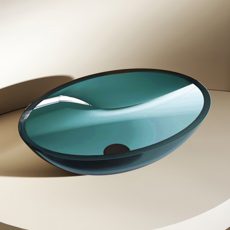 Раковина накладная прозрачная ABBER Kristall Aquamarin бирюзовая