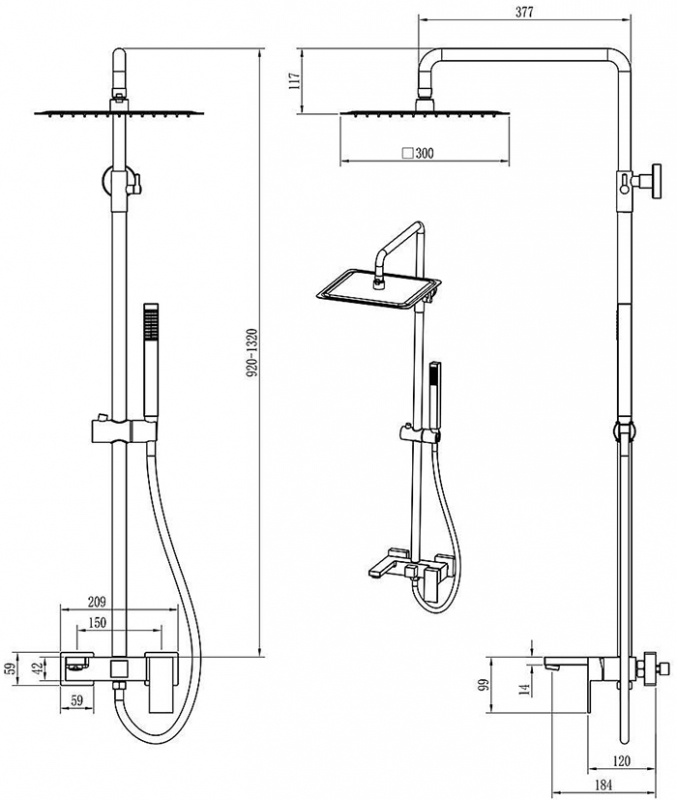 Душевая стойка Boheme Qubic
