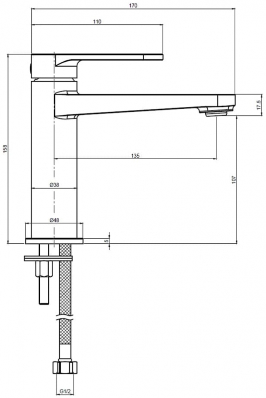 Смеситель для умывальника AQUAme Novara 