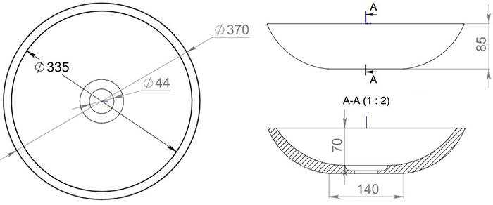Раковина Salini Callista 105, 37x37, S-Sense (глянцевый)