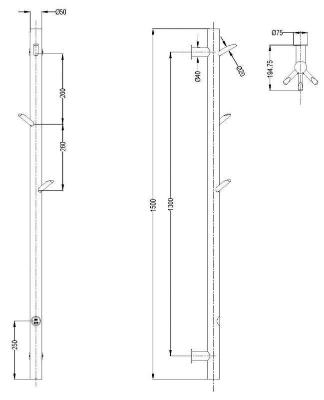 Полотенцесушитель электрический OAK GUN METAL новый  190*1580*240 мм.
