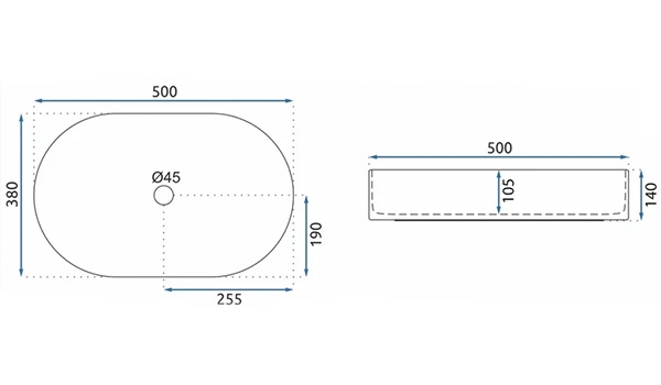 Умывальник Rea Nadia 50*38*14