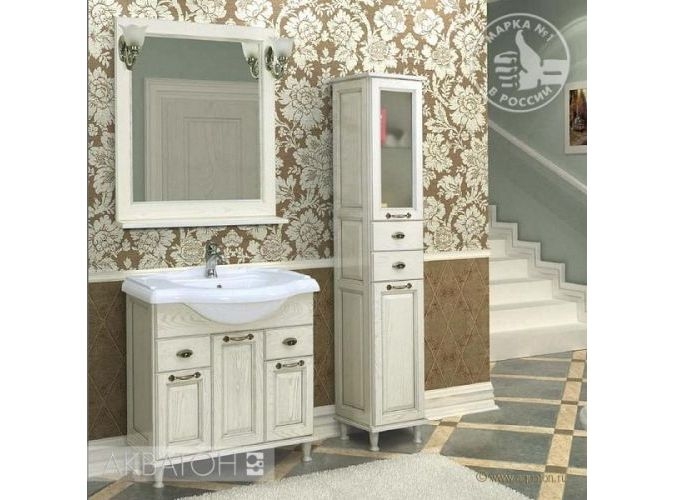 Шкаф-колонна "Жерона" правая белое серебро