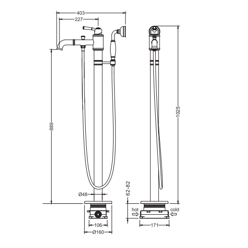 Смеситель напольный  Timo Arisa, черный