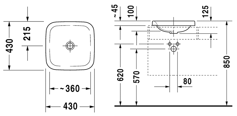 Умывальник Duravit DuraStyle, 43х43 см