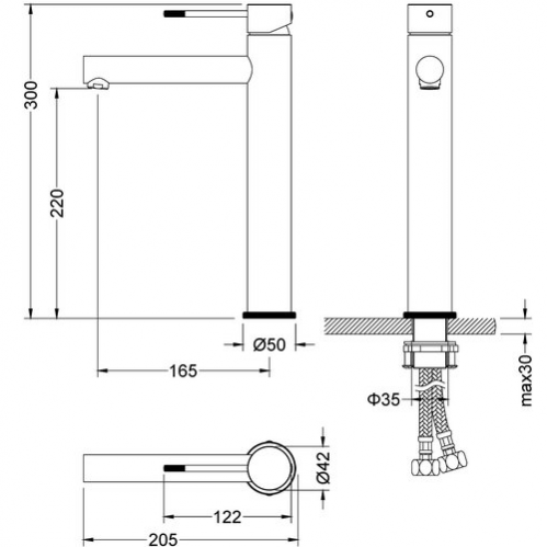Смеситель для умывальника Timo Saona  матовое золото высокий