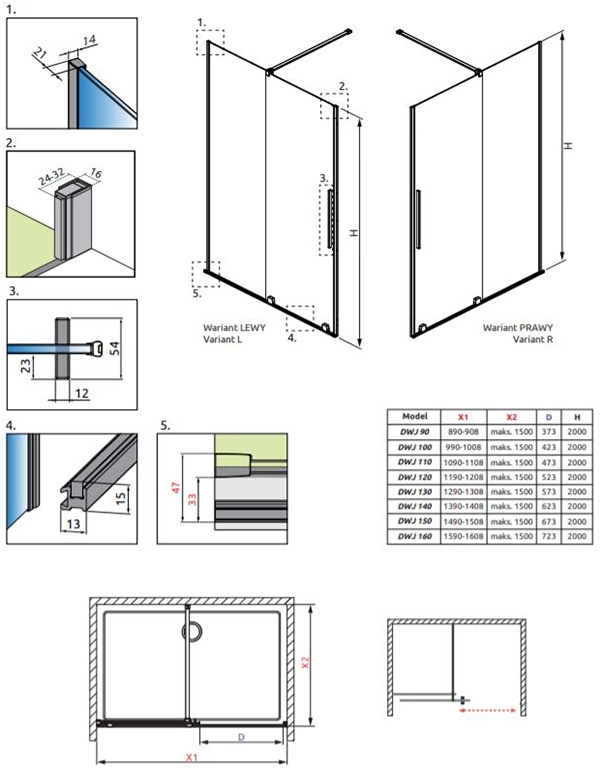 Душевая дверь Radaway Furo DWJ, H-200 см золото