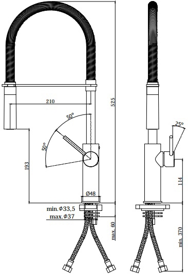 Смеситель для кухни Paffoni Light гибкий излив
