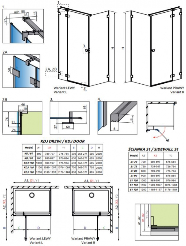 Душевой уголок Radaway Essenza Pro KDJ, H-200 см, прозрачное стекло, профиль хром