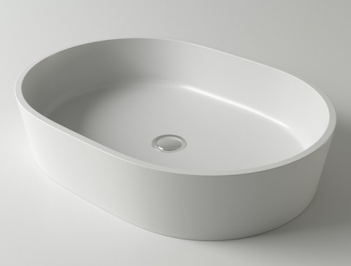 Раковина каменная Holbi Ariel, 55x40, из Solid Surface белая