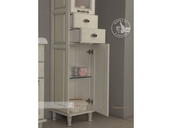 Шкаф-колонна "Жерона" правая белое серебро