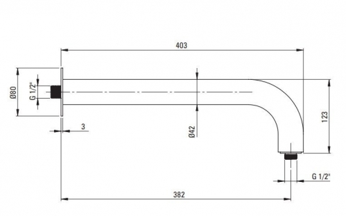 Держатель для верхнего душа Deante Silia,380 мм золото брашированное