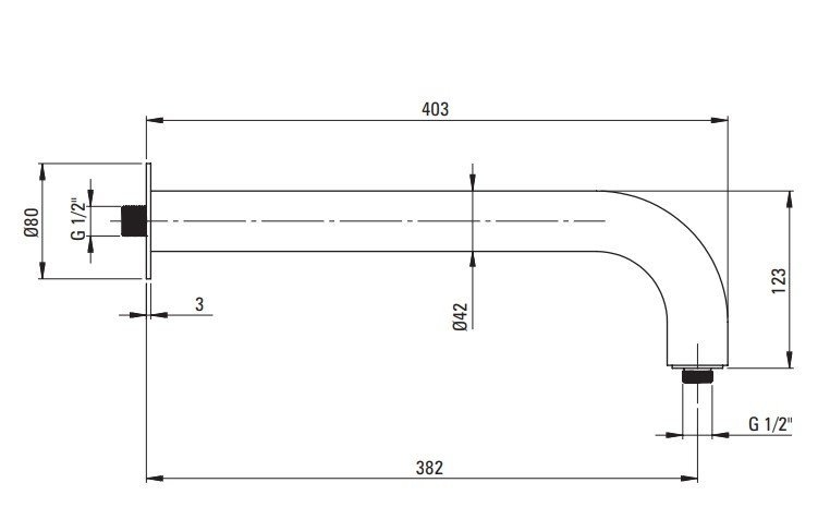 Держатель для верхнего душа Deante Silia,380 мм золото брашированное