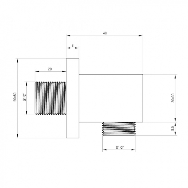 Подключение для шланга квадратный DEANTE CASCADA, хром