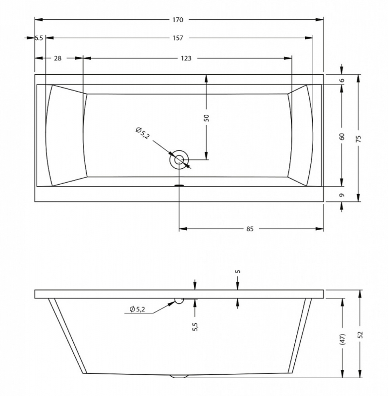 Ванна прямоугольная Riho Julia с ножками