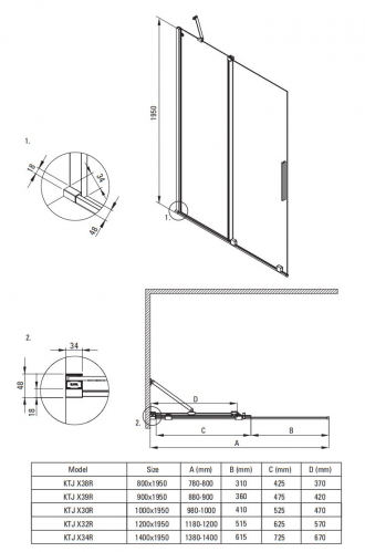 Deante Prizma Walk-In Душевая стенка раздвижная, стекло прозрачное, браш. золото