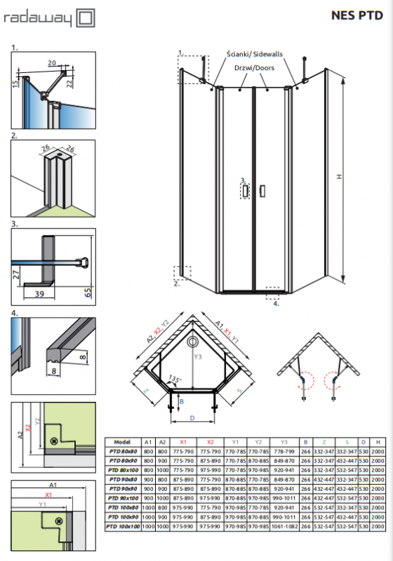 Душевой уголок Radaway Nes PTD, H-200 см