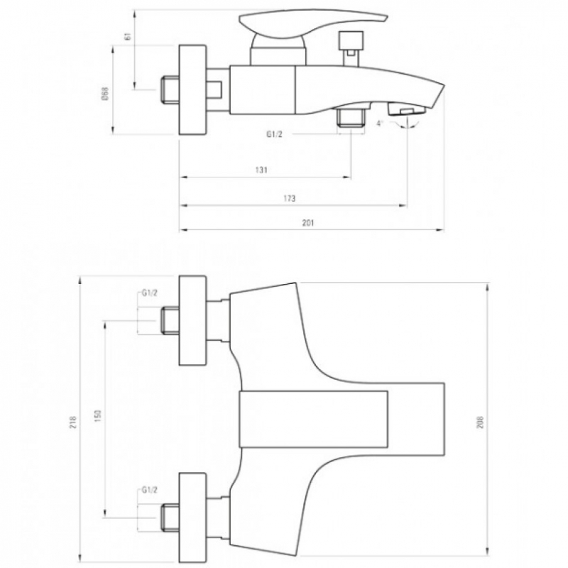 СМЕСИТЕЛЬ ДЛЯ ВАННЫ DEANTE MINIMAL, хром