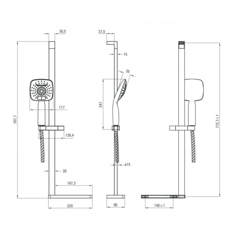 Душевой гарнитур Deante Storczyk, хром