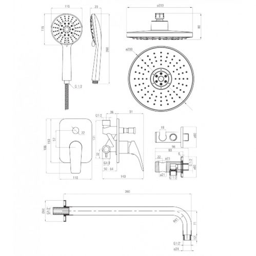 Душевая система DEANTE AVIS, хром