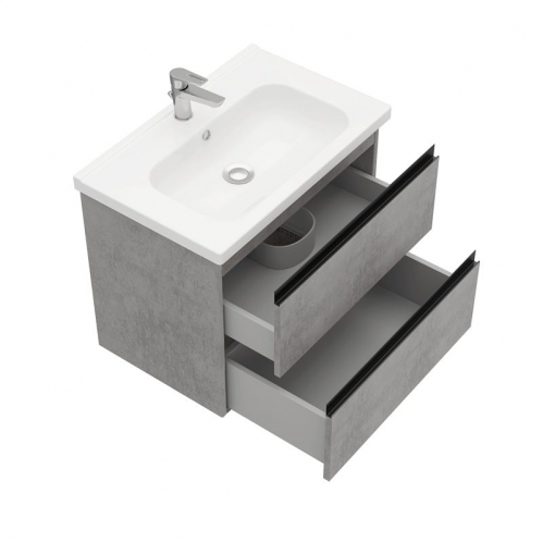 Тумба подвесная ELECTRA 70 с умывальником Creavit Ideal 70, УЛЬТРА белый глянец