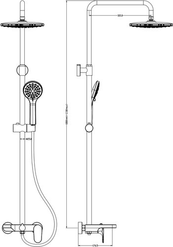 Душевая стойка Boheme Spectre ,брашированное золото
