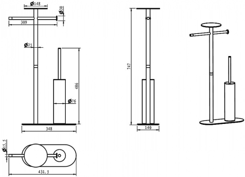 Стойка комбинированная Boheme Q  матовое золото