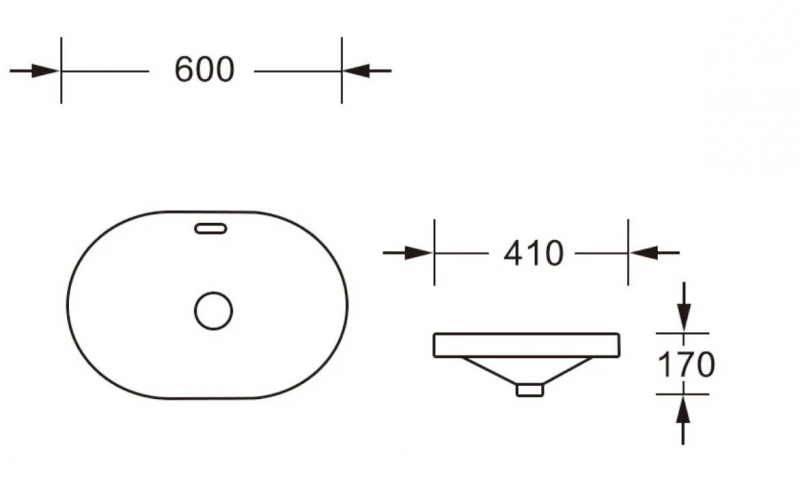 Раковина накладная, овальная с переливом 60х40х17, белый CherruttiSPA