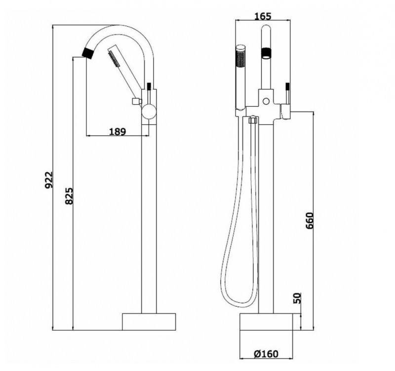 Смеситель для ванны Vieir напольный золото брашированное