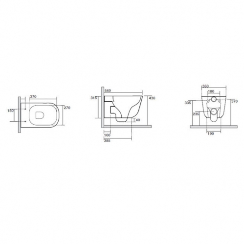  Унитаз подвесной Kerasan Tribeca 54х35см,  безободковый,  с сиденьем slim с микролифтом  в комплекте, белый