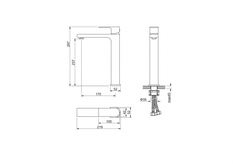 Смеситель для раковины Лира Aquatek черный