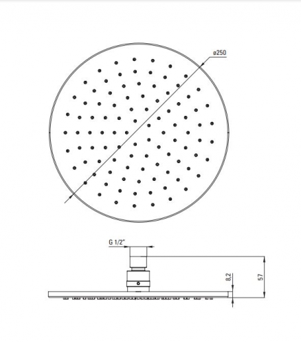 Верхний душ, круглая - 250 мм Deante Cascada шлифованная бронза 