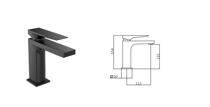 Смеситель для умывальника GRBmixers KALA Eternice Metal Black