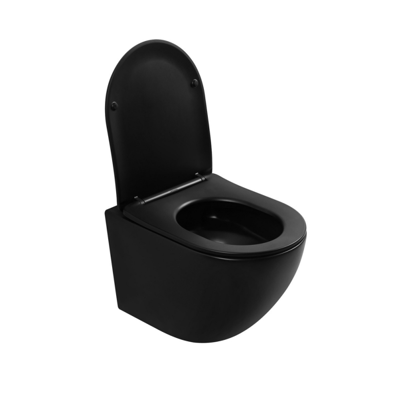 Унитаз ABBER Bequem  подвесной черный матовый, безободковый, смыв торнадо