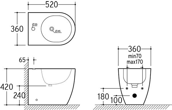 Биде напольное Roxen Antares  36x52 белое