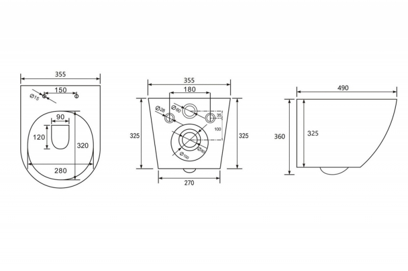Унитаз ABBER Bequem  подвесной черный матовый, безободковый, смыв торнадо